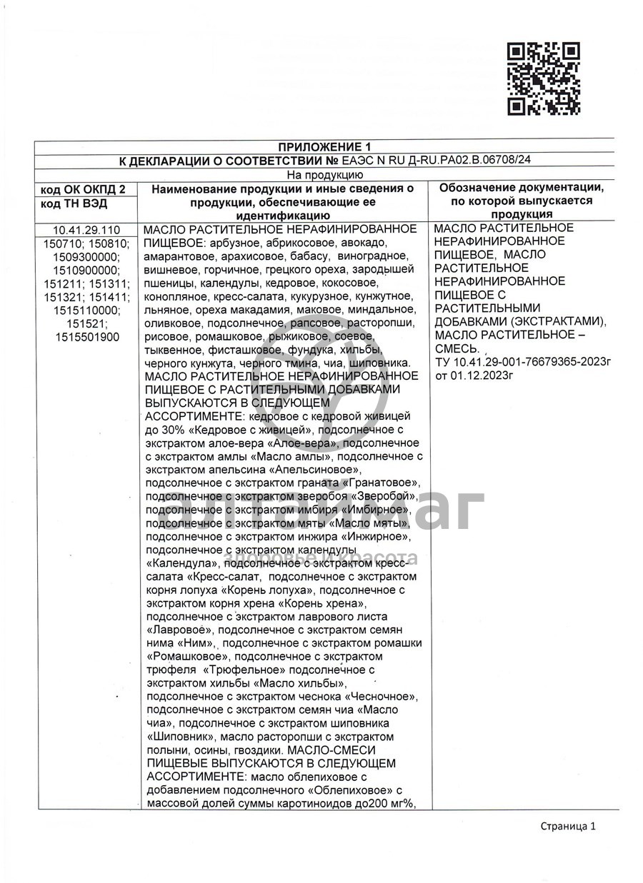 Сертификат на товар Масло Конопляное Nadawilli 250мл Масло Конопляное Nadawilli 250мл сертификат